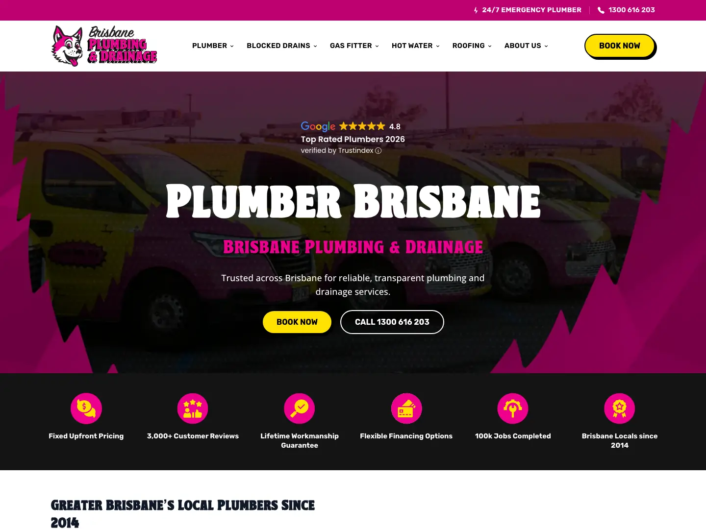The Brisbane Plumbing and Drainage website homepage