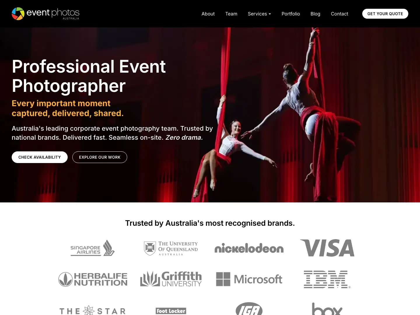 The Event Photos Australia website homepage