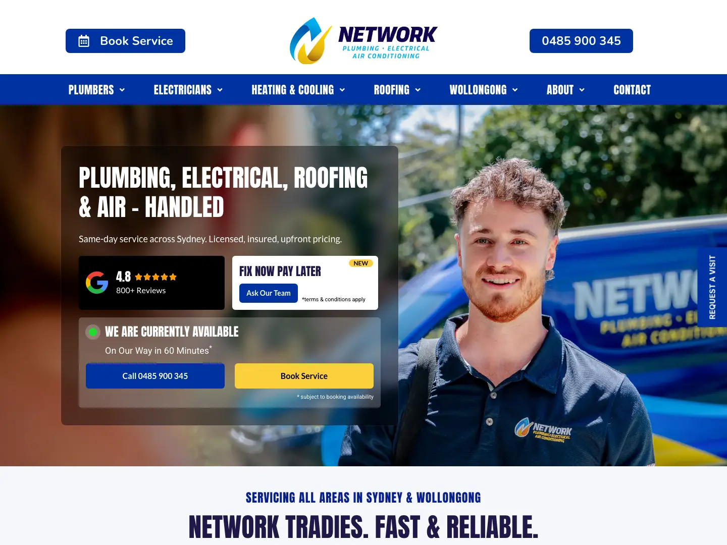 The Network Plumbing, Electrical and Air Conditioning website homepage
