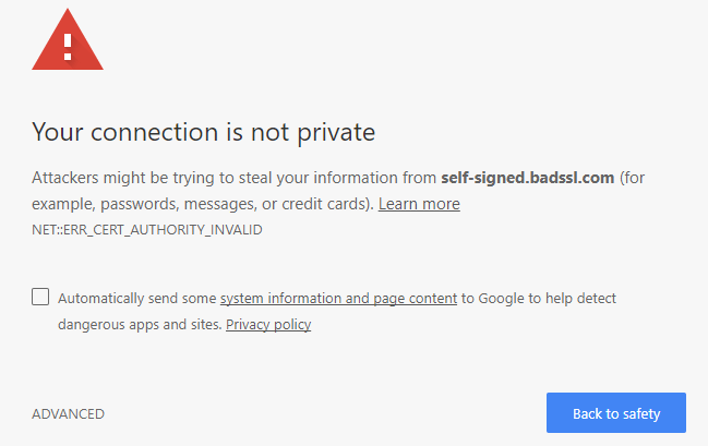 Self-signed SSL Certificate Web Browser Warning